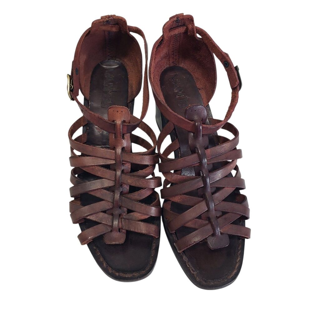 Van Eli Women's Brown Leather 3" Heeled Sandals, Size 8 B